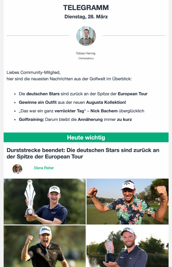 Golf Post Telegramm